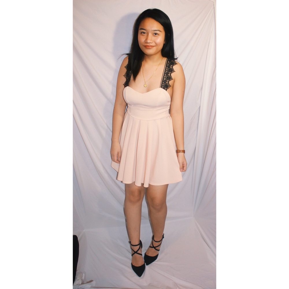 Pastel pink skater dress backless
